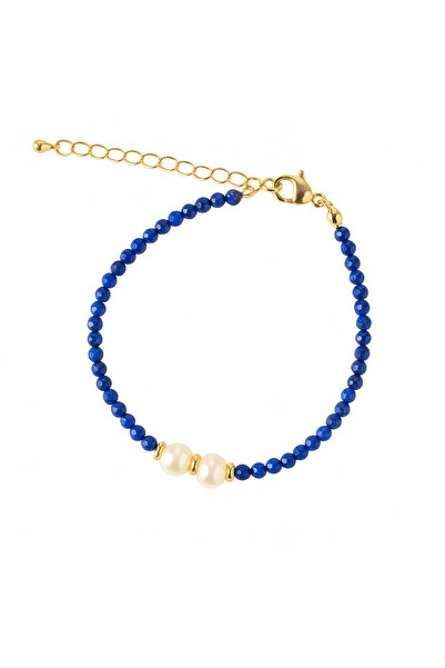 craftmystic Perspicacitate și Claritate - Brățară realizată din Lapis Lazuli fațetat și Perle de Cultură