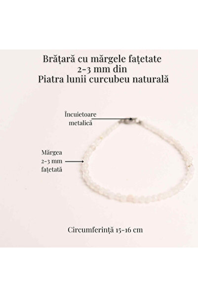 craftmystic Brățară cu mărgele de 2-3 mm cu piatră de lună fațetată curcubeu pentru feminitate și armonie interioară