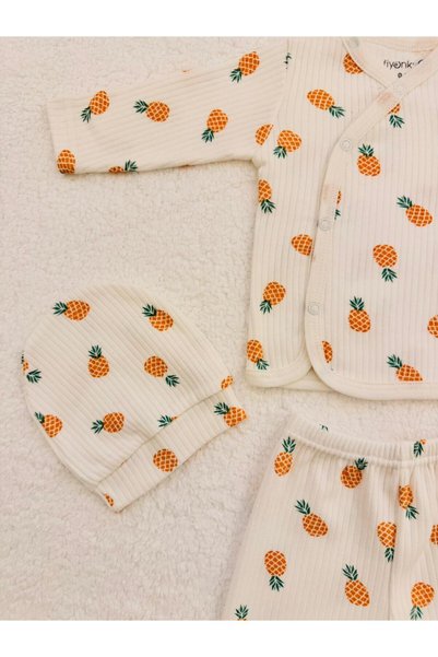 EFU BABY طقم ملابس للأطفال حديثي الولادة من الجنسين مكون من 3 قطع بنمط الأناناس