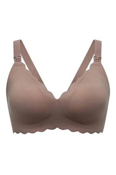 Momcozy - Jelly Strip Seamless Floral Push Up Nursing Bra - Yn46 -Dark Brown XL