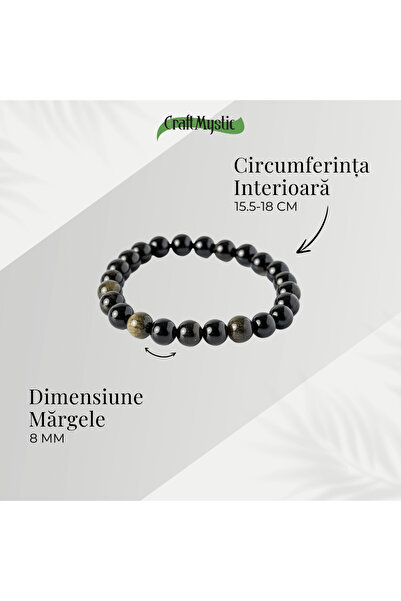 craftmystic Clarity and Protection - 8mm Gold Obsidian Bracelet