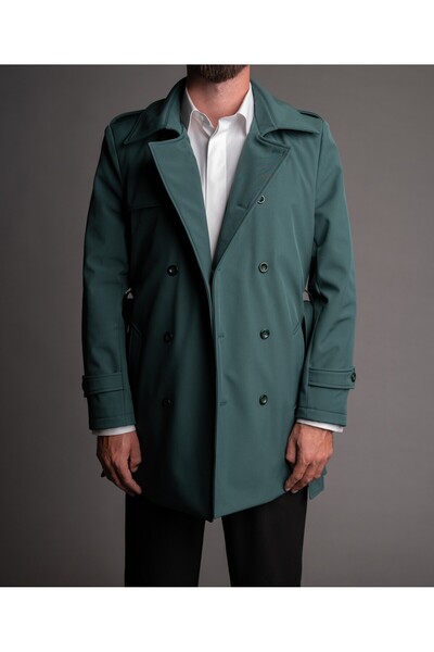 Couture For Gentlemen Imperial green waterproof trench coat
