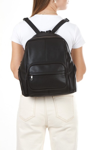 Newish Polo Women's Black Vegan Leather Backpack