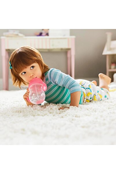 Munchkin Children's Training Cup with Click-Lock Lid and Weighted Straw - Pink/Purple, 7 Ounces, 2-Pack