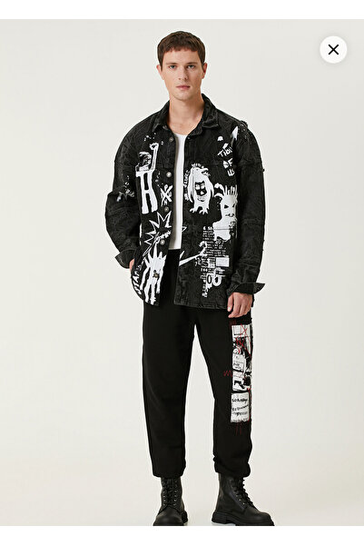 LES BENJAMINS Gray Printed Denim Jacket