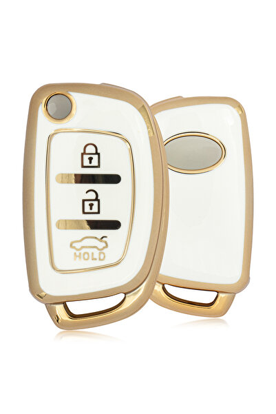 Rem Anahtar Oto Elektronik Anahtar غطاء مفتاح نانو بثلاثة أزرار i20 - أبيض