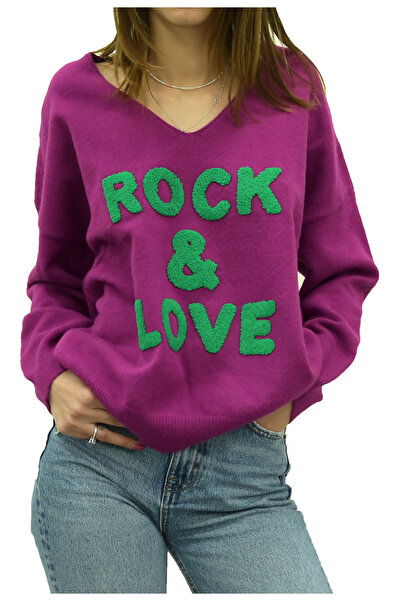 ciao milano PULLOVER CU LOGO BRODAR "ROCK & LOVE", DAMĂ,
