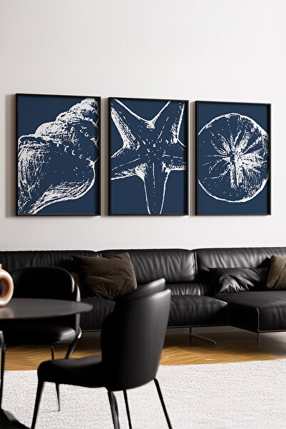 huhuli Tablou modern din 3 piese cu ramă neagră din lemn huhu238