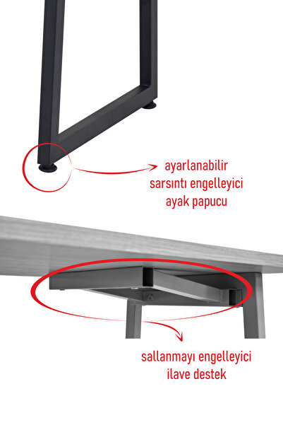 VİLİNZE Biga Sabit Mdf Metal Ayak Mutfak Masası - 70x120 cm