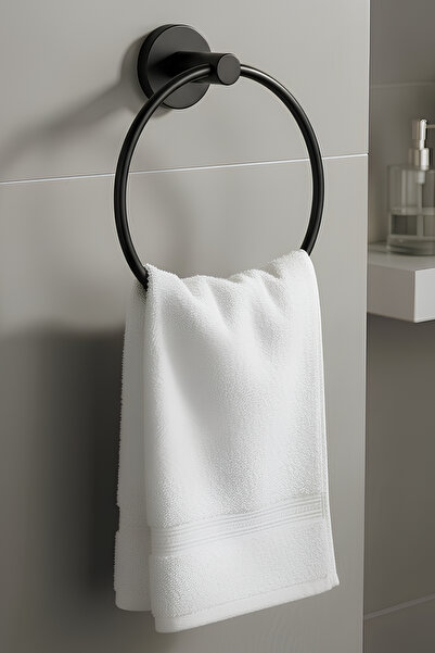 Badem10 Vidalı Siyah Renkli Yuvarlak 16 cm Banyo Mutfak Lavabo Pratik Havlulu...