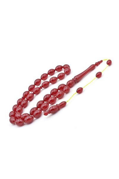 Murty99 Hakan Turan Made Beyzi Cut Cherry Color Crimped Amber Prayer Beads