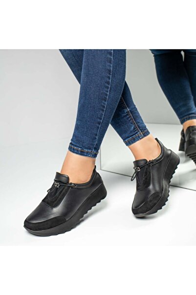 Modlet.ro Γυναικεία μαύρα σουέτ παπούτσια από δέρμα MOD03626