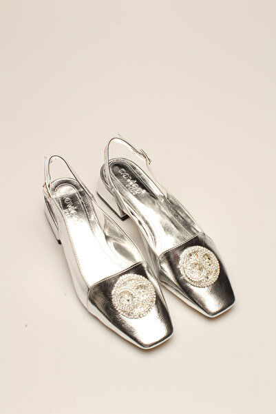 İDİL Silver Crinkle Patent Leather Women's Heels