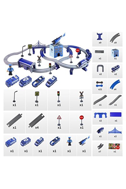 OEM Police electric train circuit with accessories, 92 pieces, DIY, TR1005 Autree
