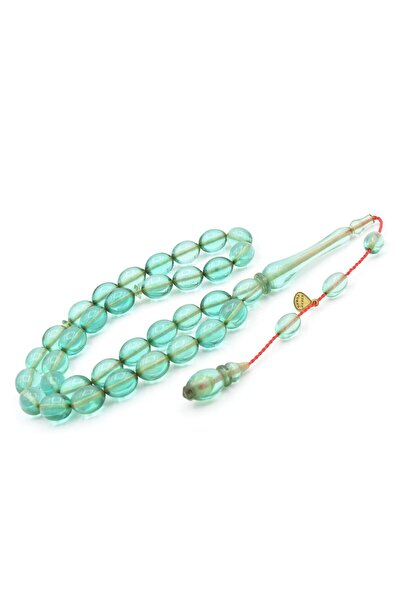 Murty99 Hakan Turan Signed Beyzi Cut Light Blue Crimped Amber Prayer Beads