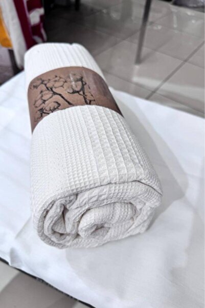 Çeyiz Diyarı Двоспальне літнє бавовняне покривало 230x210 см, кремове