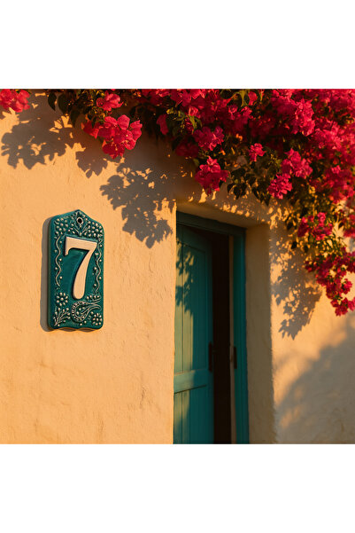 Yılmazel Tulip Patterned Ceramic Door Number 0-9 | Outdoor Durable