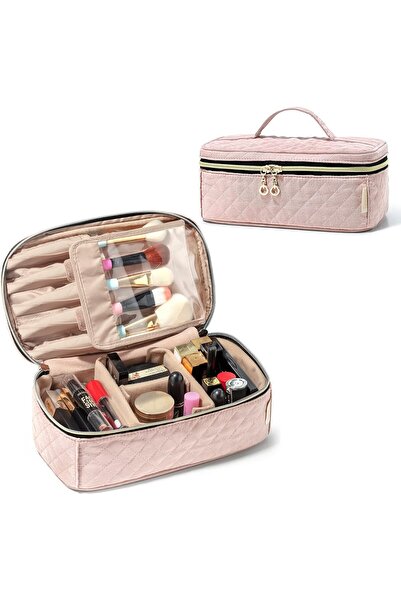 Teamoy حقيبة مكياج للسفر، منظم لمستحضرات التجميل والمكياج مع مقبض للفرش (حتى ...
