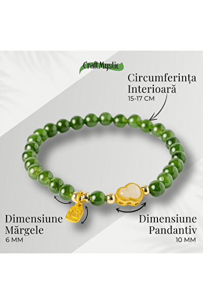 craftmystic green jasper and nephrid hetian elastic bracelet - balance and vitality