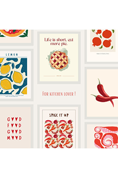 HippoDeco Σετ 5 Πίνακες Μοντέρνας Κουζίνας με Κορνίζα – Μαύρο Ξύλο, Διακοσμητ...