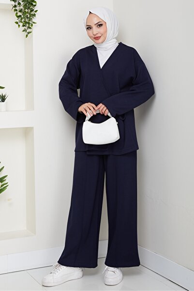 Bestenur Kimonolu Double Suit 1623 - Navy Blue