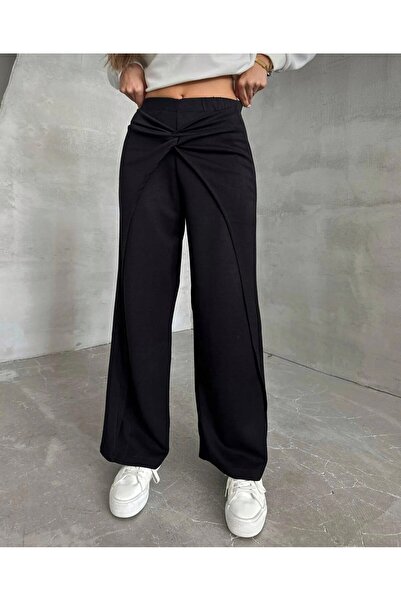 sinemcebutik Waist Detailed Casual Trousers Black