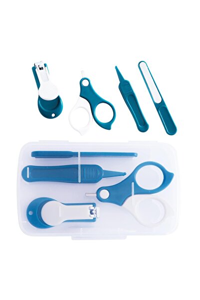 Flippy 4-in-1 Baby Nail Care Set, Flippy, Transparent Storage Case, 0-6 Years, 13.6x8x2 cm, Navy Blue