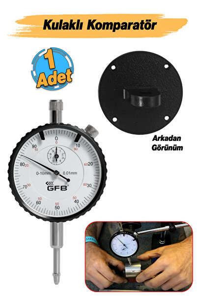 GFB İbreli Kulaklı Komparatör Saati Mekanik Analog 0.1 mm-10 mm Mekanik Kadranlı Çevrimli Ölçüm Ayaksız