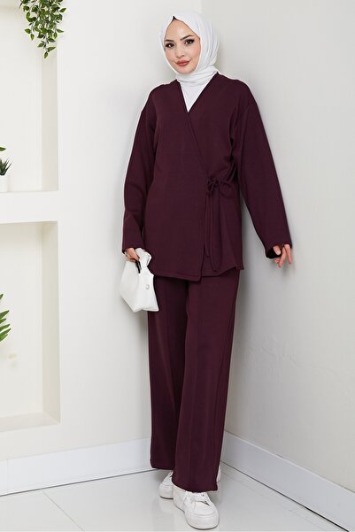 Bestenur Kimonolu Double Suit 1623 - Burgundy