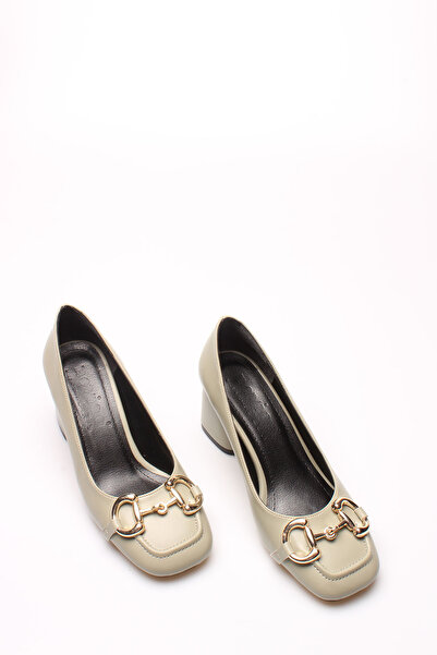 İDİL حذاء نسائي بكعب عالٍ مع إبزيم جلدي أخضر مائي