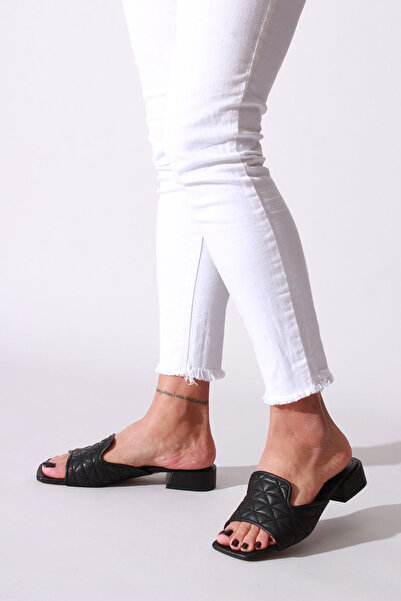 İDİL Siyah Cilt Kadın Terlik