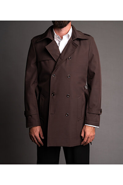 Couture For Gentlemen Chocolate brown waterproof trench coat for men