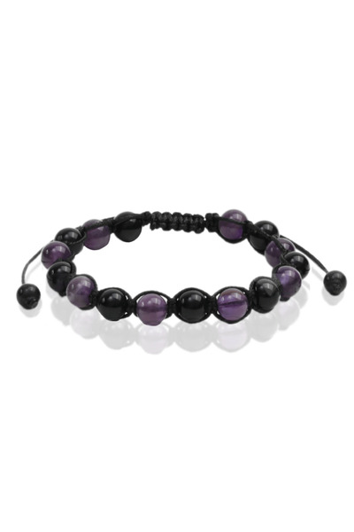 craftmystic Brățară reglabilă cu obsidian și ametist 8mm - Protecție și liniște sufletească