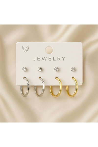 MELENY Gold and Silver Hoop Multiple Earrings