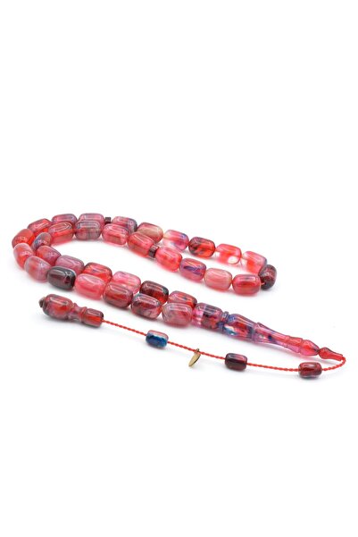 Murty99 Hakan Turan Signed Capsule Cut Blue Pink Crimped Amber Prayer Beads