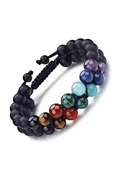 craftmystic Brățară pentru bărbați și femei cu 7 tipuri de cristale pentru cele 7 chakre, pietre reale pentru energie