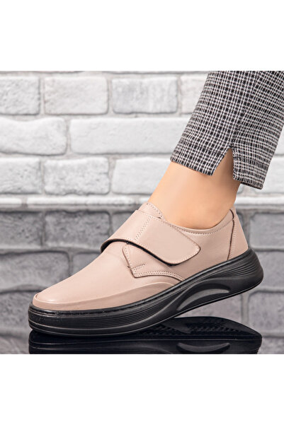 Modlet.ro Дамски ежедневни обувки в цвят каки, ​​изработени от кожа, с велкро...