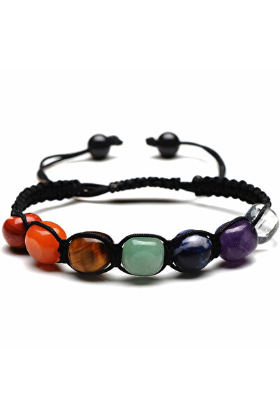 craftmystic Brățară din pietre semiprețioase șlefuite cu 7 chakre lucrată manual - vindecare Reiki