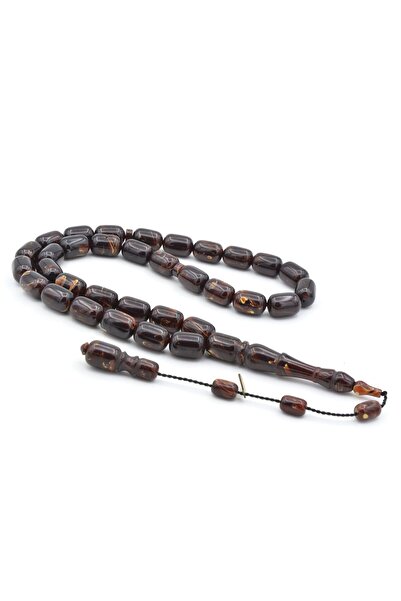 Murty99 Hakan Turan Signed Capsule Cut Maroon Brown Crimped Amber Prayer Beads