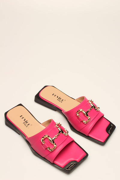 İDİL FUCHSIA SKIN BUCKLE WOMEN SLIPPERS