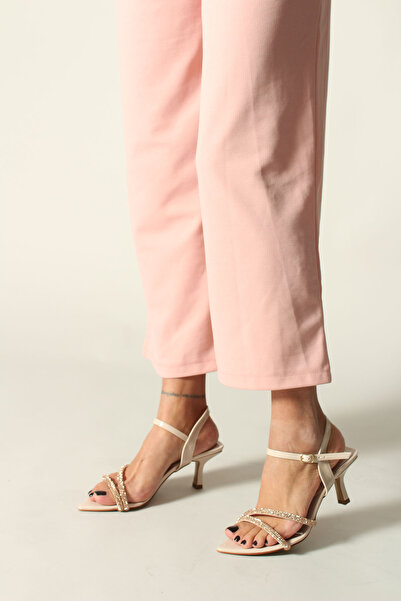 İDİL حذاء نسائي بكعب عالٍ من الجلد اللامع مع أحجار