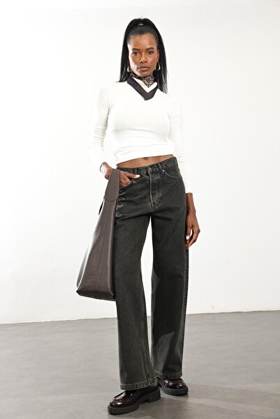 5in1Canpolat Μπλουζάκι με μακρύ μανίκι από μπαμπού εκρού μαλακό στο χέρι