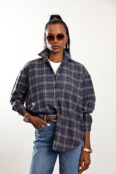 5in1Canpolat Πουκάμισο Ξυλοκόπος με καρό σε μπλε ναυτικό χρώμα