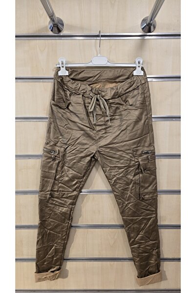 Park Moda Pants with Leather-Like Finish and Pocket Detail