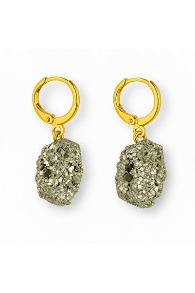 craftmystic Power in pure form - Earrings with pyrite stone and gold setting
