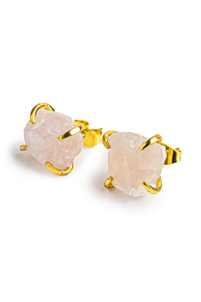 craftmystic Bijuterii ale Iubirii - Cercei cu cuarț roz cu finisaj auriu