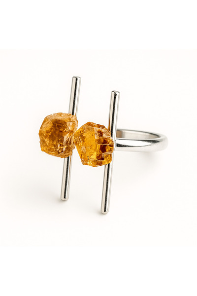 craftmystic Talisman al succesului - Inel cu citrină brută, piatră a prosperi...