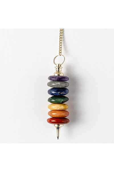 craftmystic Pendulum with 7 Rings and Stones - Chakra Balancing and Healing