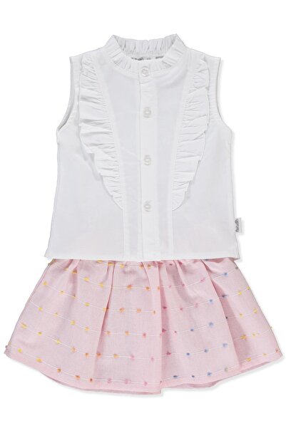 Bebetto طقم قميص منسوج مكون من قطعتين (فريق بونبون) وردي اللون