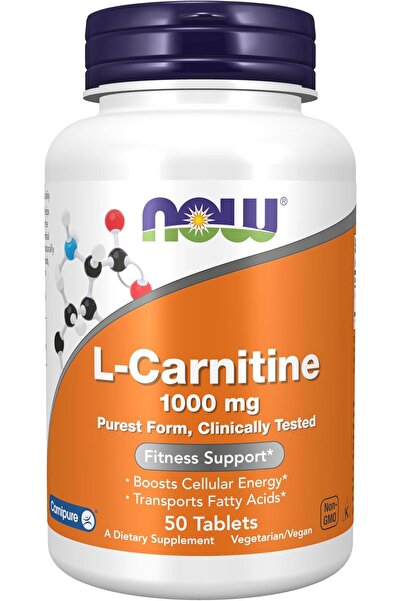 Now Supplements, L-Carnitine 1,000 mg, Purest Form, Amino Acid, Fitness Support*, 50 Tablets